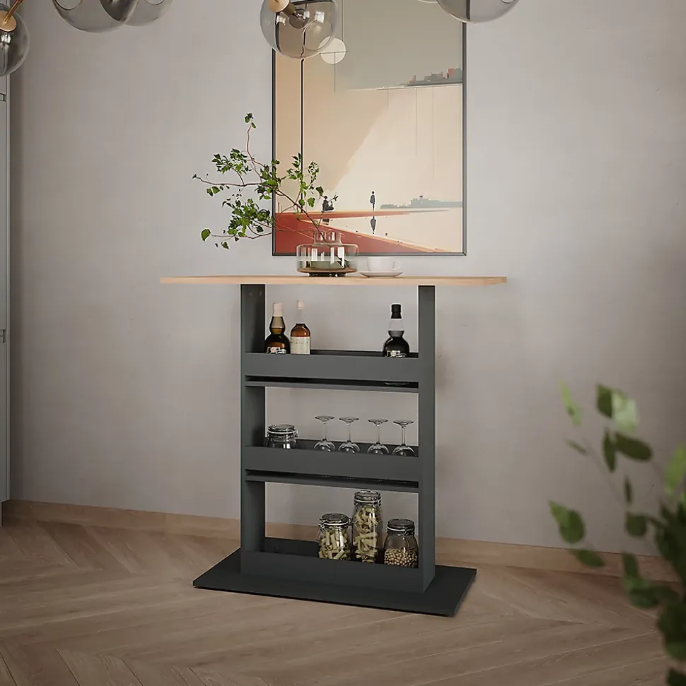 Vicco Table de bar Chêne doré/anthracite 110x55cm