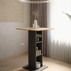 Vicco Table de bar Chêne doré/anthracite 75x75cm