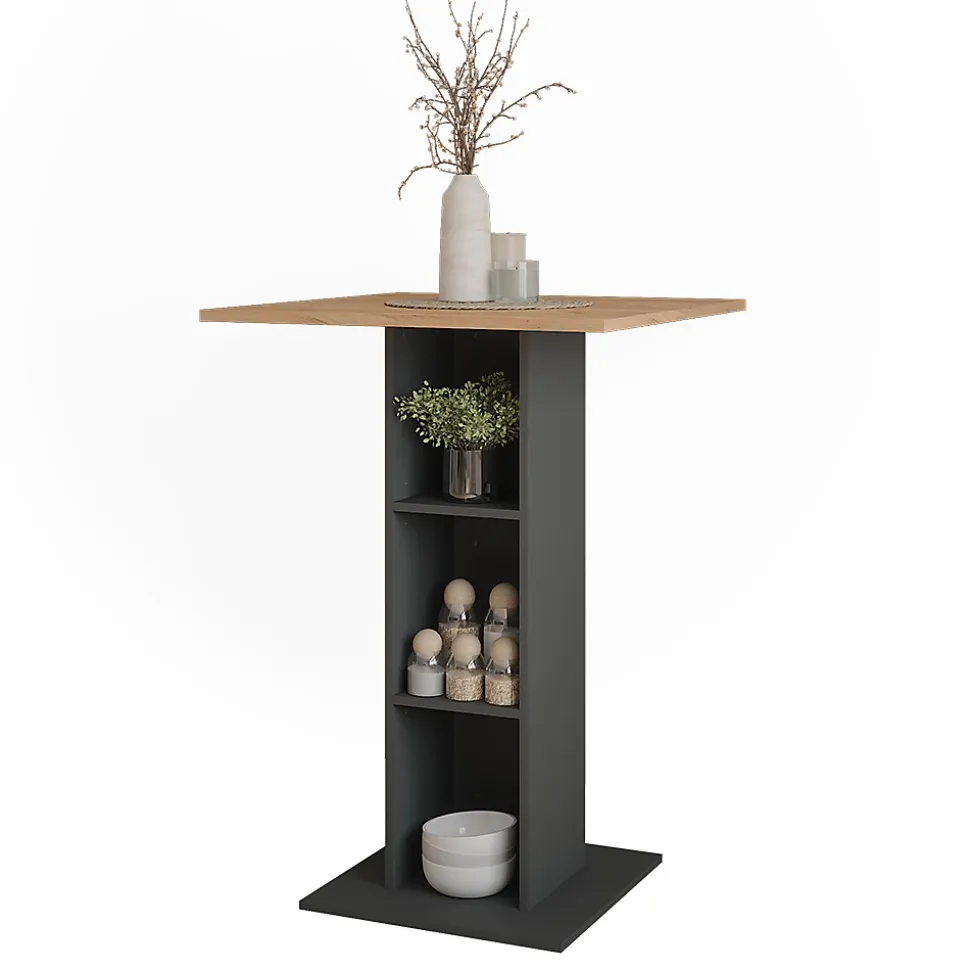 Vicco Table de bar Chêne doré/anthracite 75x75cm