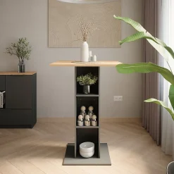 Vicco Table de bar Chêne doré/anthracite 75x75cm