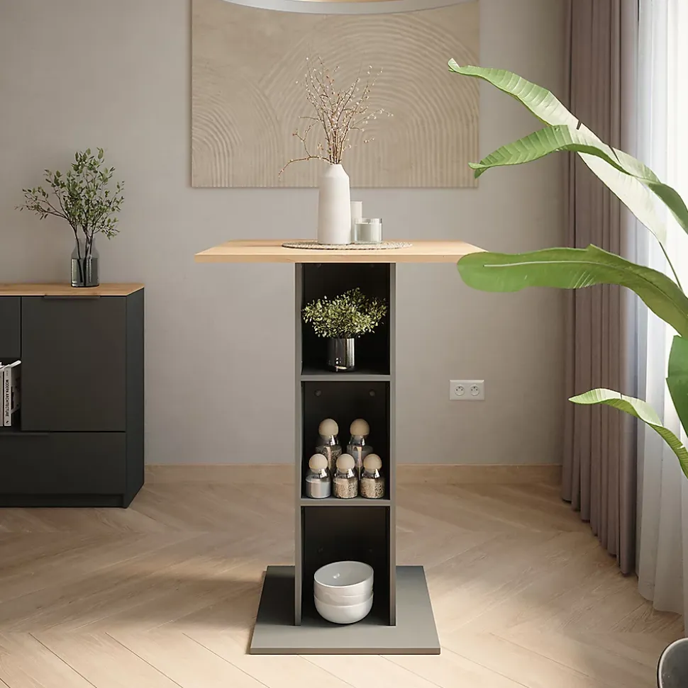 Vicco Table de bar Chêne doré/anthracite 75x75cm