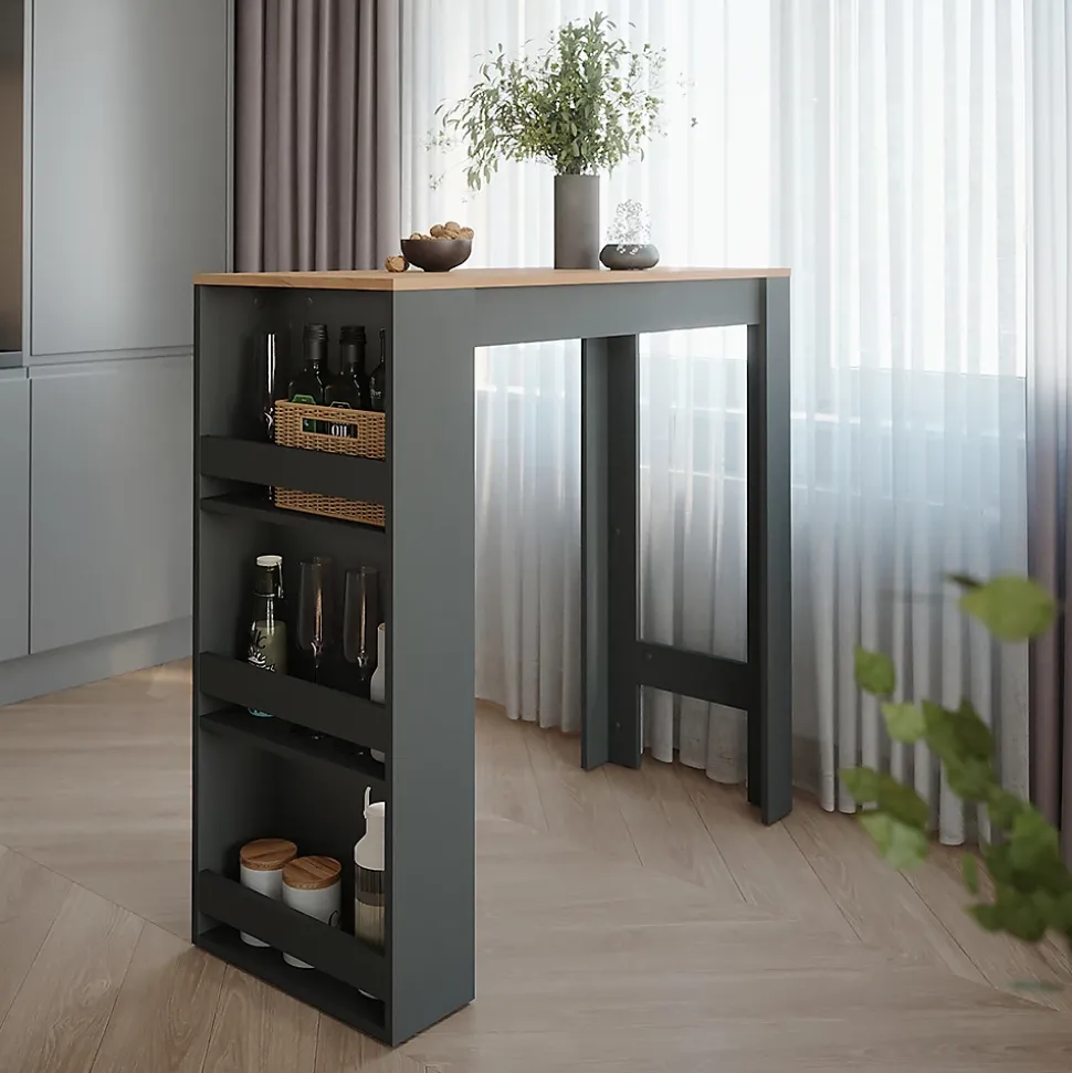 Vicco Table de bar Chêne doré/anthracite 45x110cm