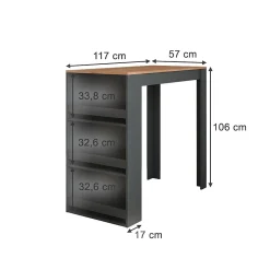 Vicco Table de bar Chêne doré/anthracite 57x117cm