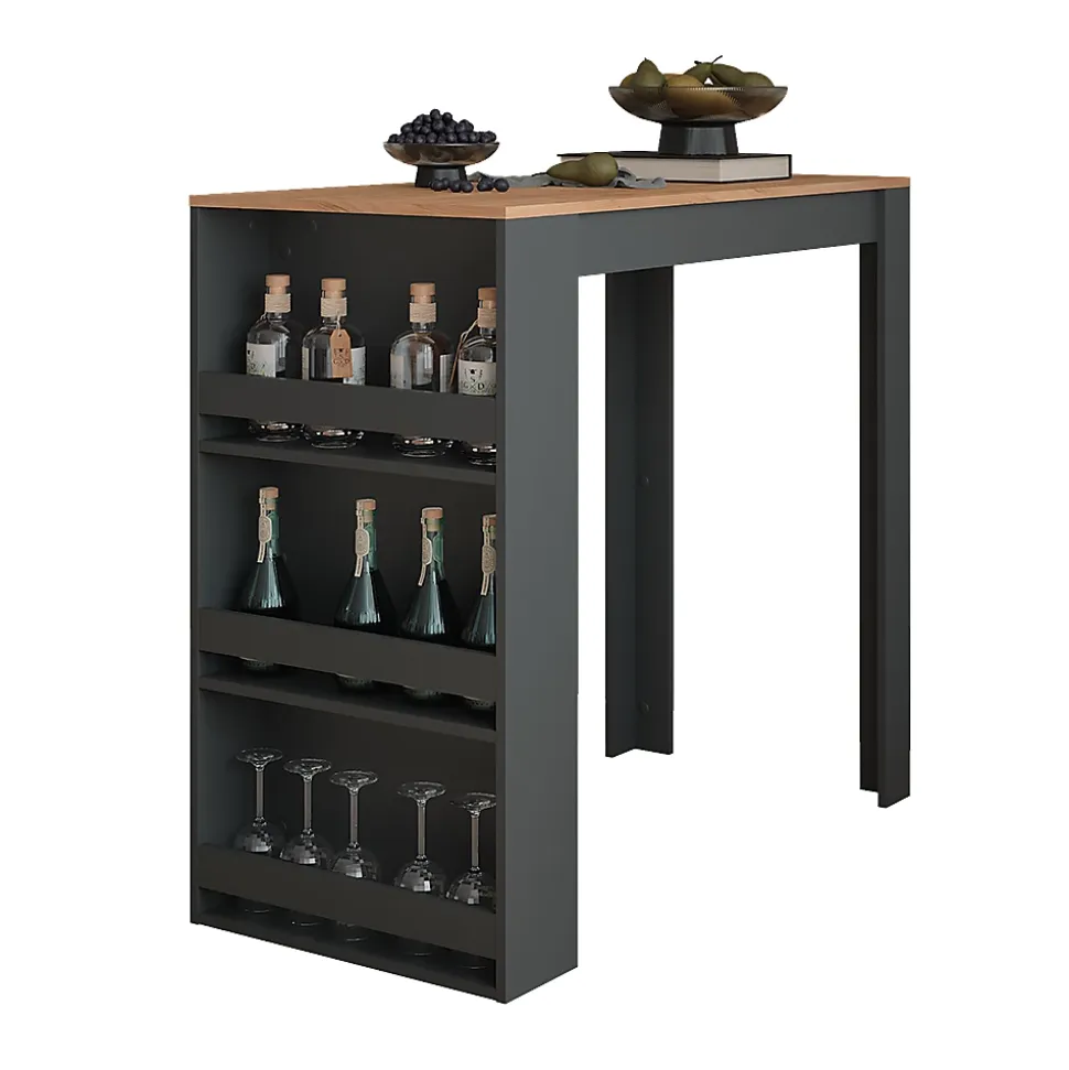 Vicco Table de bar Chêne doré/anthracite 57x117cm