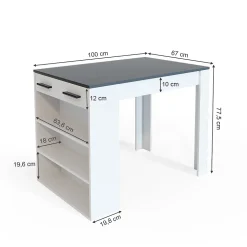 Vicco table de salle à manger Anthracite/blanc 67x100cm