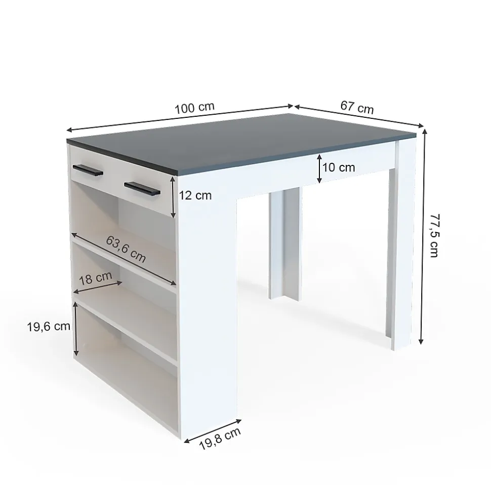 Vicco table de salle à manger Anthracite/blanc 67x100cm