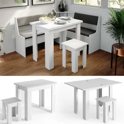 Vicco Table de salle à manger avec chaise Blanc 90x60cm