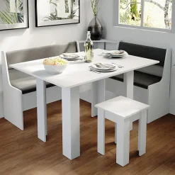 Vicco Table de salle à manger avec chaise Blanc 90x60cm