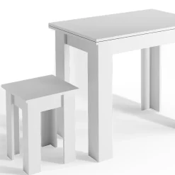 Vicco Table de salle à manger avec chaise Blanc 90x60cm