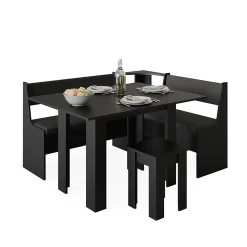 Vicco Table et tabouret Noir 90x60cm