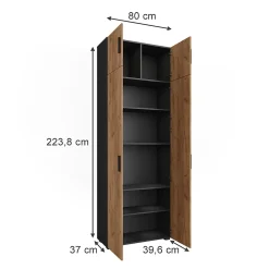 Vicco Étagère à dossiers Anthracite/chêne doré 80x223.8cm avec fixation darmoire