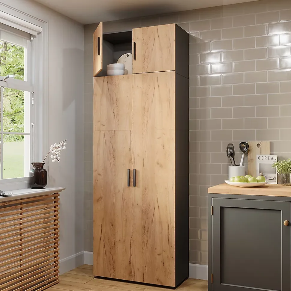Vicco Étagère à dossiers Anthracite/chêne doré 80x223.8cm avec fixation darmoire