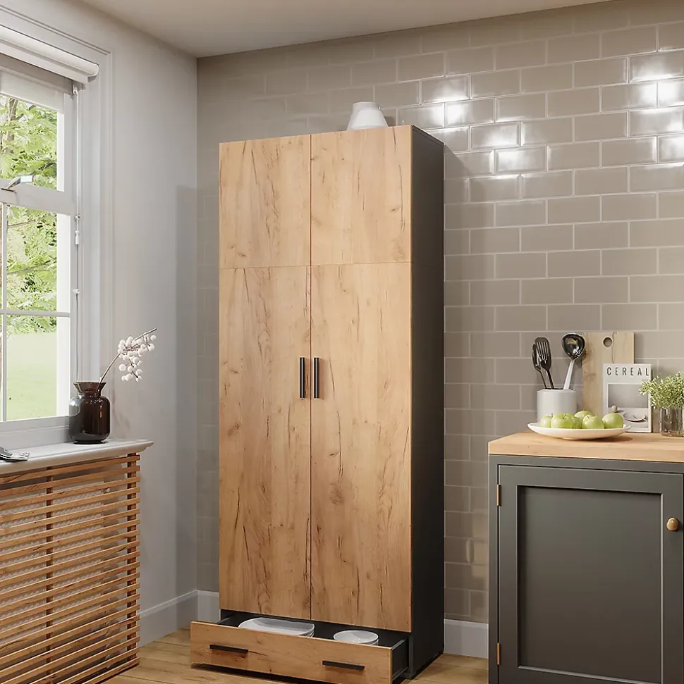 Vicco Étagère à dossiers Anthracite/chêne doré 80x201.2cm avec module de tiroir