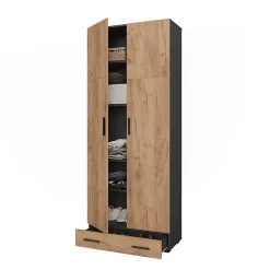 Vicco Étagère à dossiers Anthracite/chêne doré 80x201.2cm avec module de tiroir