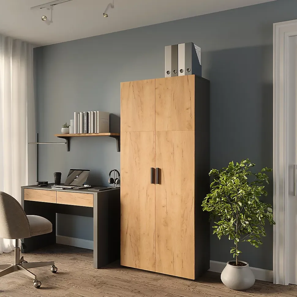 Vicco Étagère à dossiers Anthracite/chêne doré 80x183.8cm