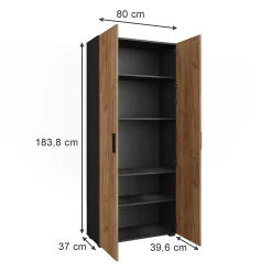 Vicco Étagère à dossiers Anthracite/chêne doré 80x183.8cm