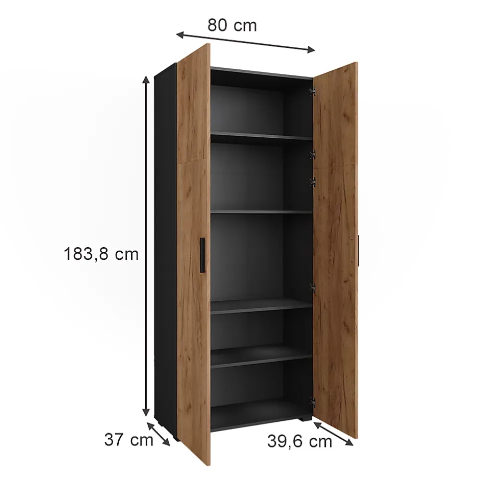 Vicco Étagère à dossiers Anthracite/chêne doré 80x183.8cm