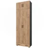 Vicco Étagère à dossiers Anthracite/chêne doré 80x241.2cm avec dessus darmoire et module de tiroirs