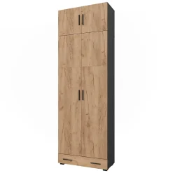 Vicco Étagère à dossiers Anthracite/chêne doré 80x241.2cm avec dessus darmoire et module de tiroirs