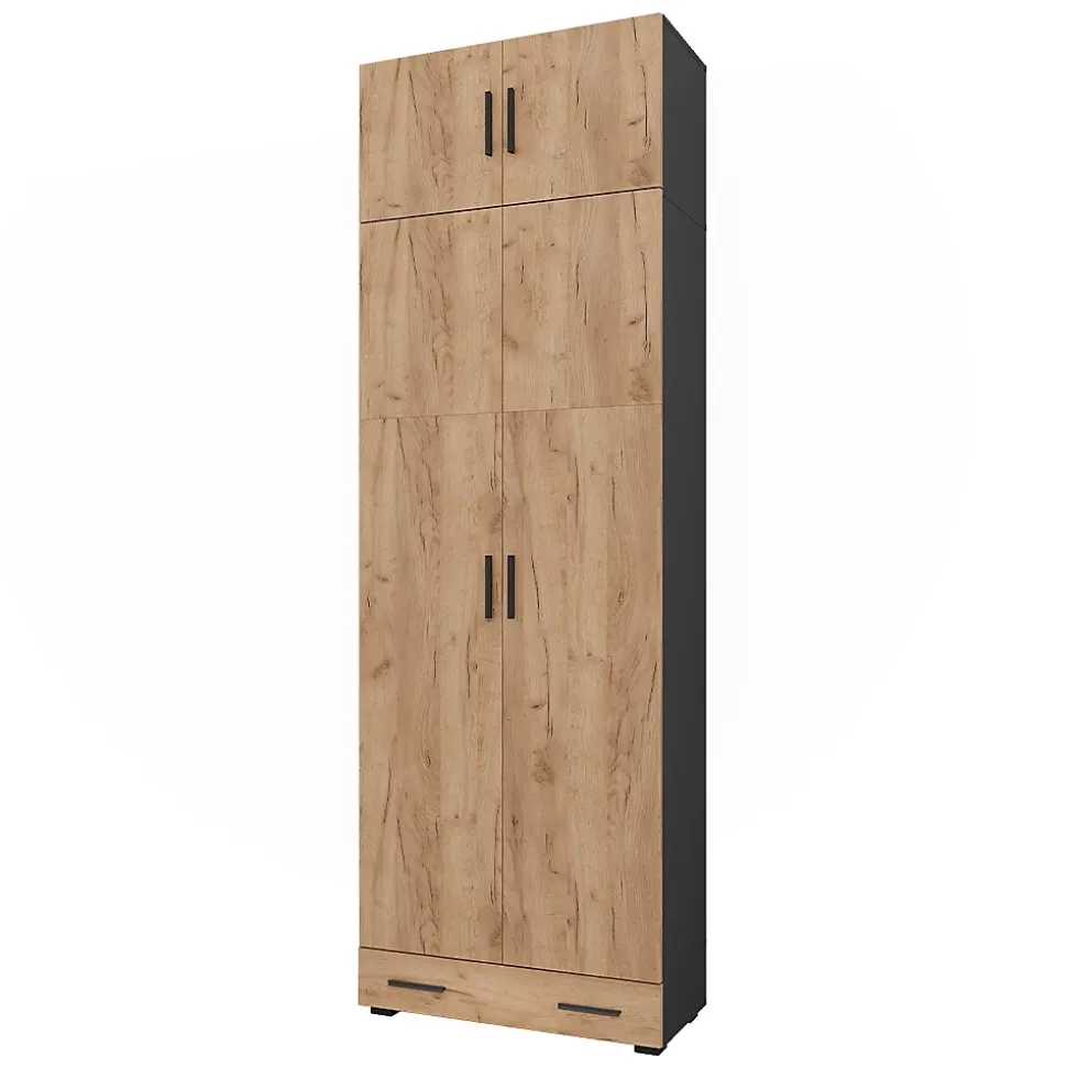 Vicco Étagère à dossiers Anthracite/chêne doré 80x241.2cm avec dessus darmoire et module de tiroirs