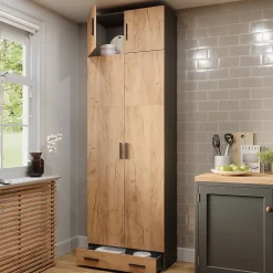 Vicco Étagère à dossiers Anthracite/chêne doré 80x241.2cm avec dessus darmoire et module de tiroirs