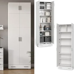 Vicco Étagère à dossiers Blanc 80x182.4cm avec rehausse darmoire et tiroir