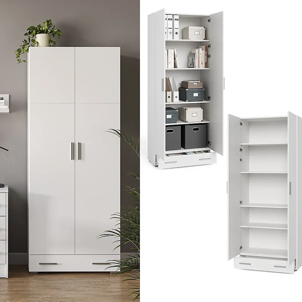 Vicco Étagère à dossiers Blanc 80x182.4cm avec tiroir