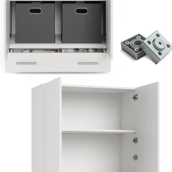 Vicco Étagère à dossiers Blanc 80x182.4cm avec tiroir