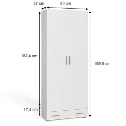 Vicco Étagère à dossiers Blanc 80x182.4cm avec tiroir