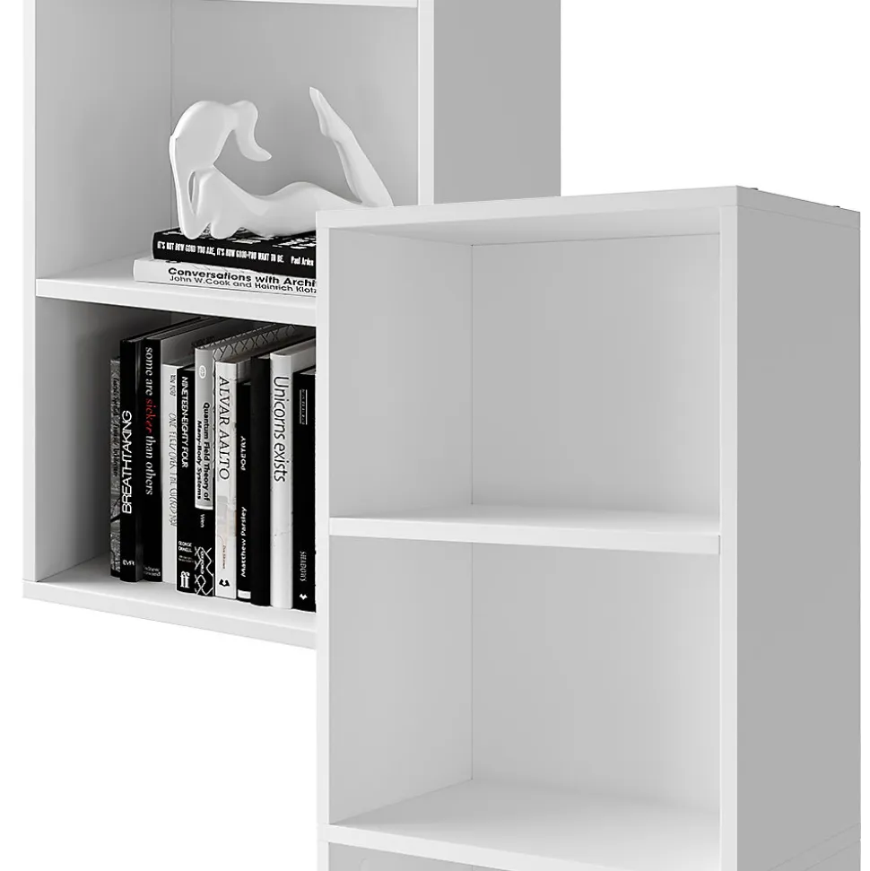 Vicco Étagère à livres Blanc 40x132cm avec 5 compartiments