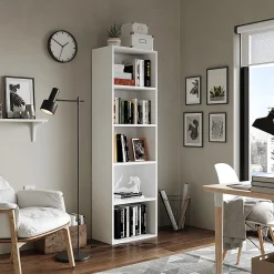 Vicco Étagère à livres Blanc 40x132cm avec 5 compartiments