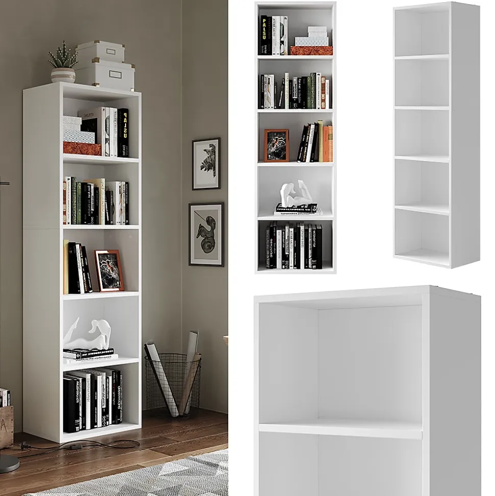 Vicco Étagère à livres Blanc 40x132cm avec 5 compartiments