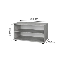 Vicco Étagère à livres Béton 70.8x38.9cm avec 2 compartiments