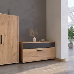 Vicco Étagère à livres Chêne doré/anthracite 70.8x38.9cm avec porte rabattable