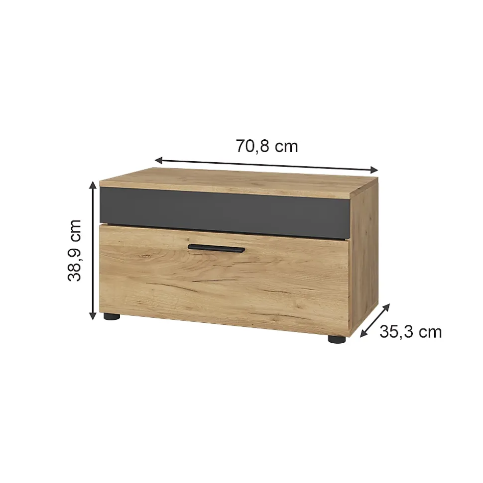 Vicco Étagère à livres Chêne doré/anthracite 70.8x38.9cm avec porte rabattable