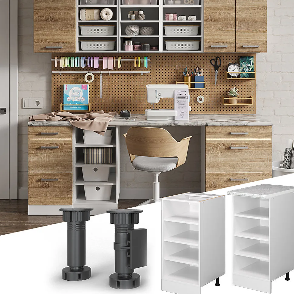 Vicco Étagère basse Blanc 40cm avec étagères ouvertes, sans PT