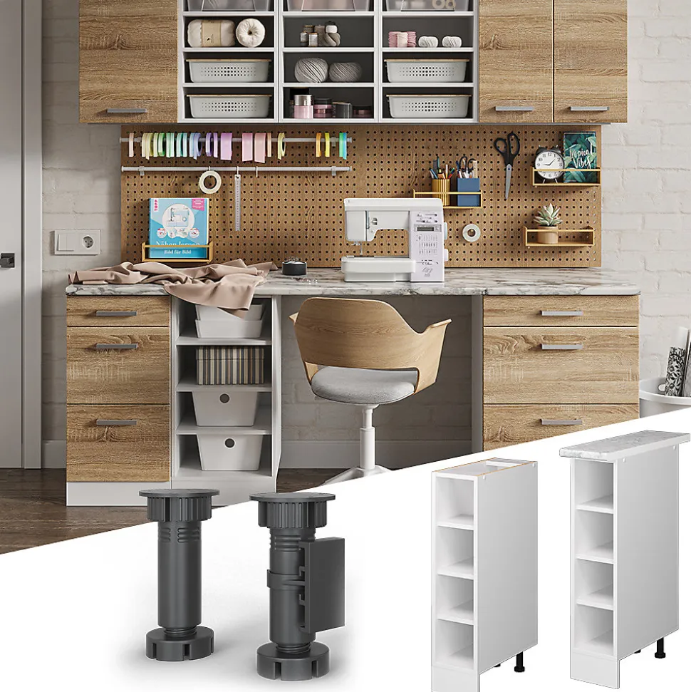 Vicco Étagère basse Blanc 20cm avec étagères ouvertes, avec PT
