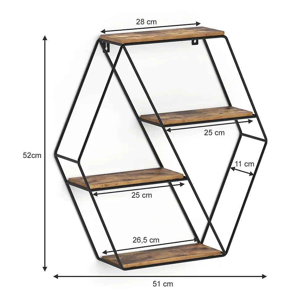 Vicco Étagère Bois antique 51x52cm Forme dangle