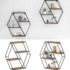 Vicco Étagère Bois antique 51x52cm Forme dangle