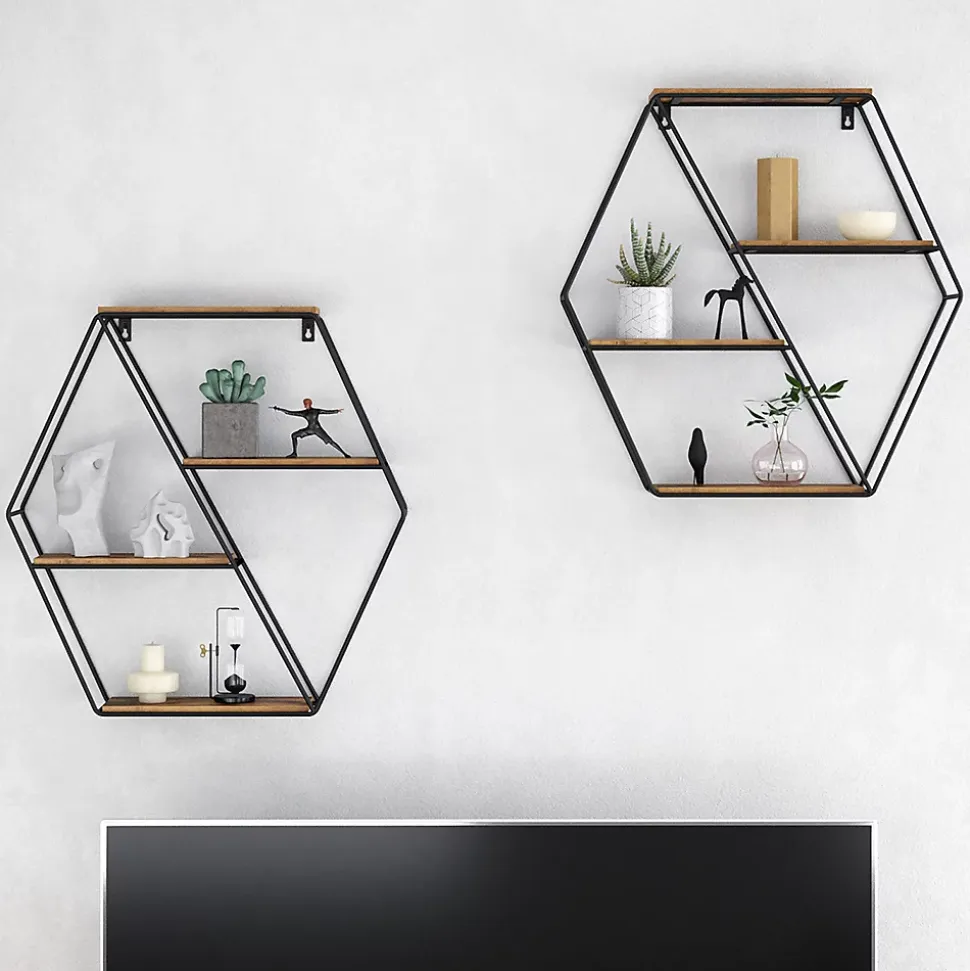 Vicco Étagère Bois antique 51x52cm Forme dangle