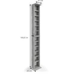 Vicco Étagère CD Béton 21x183.6cm Grandes dimensions