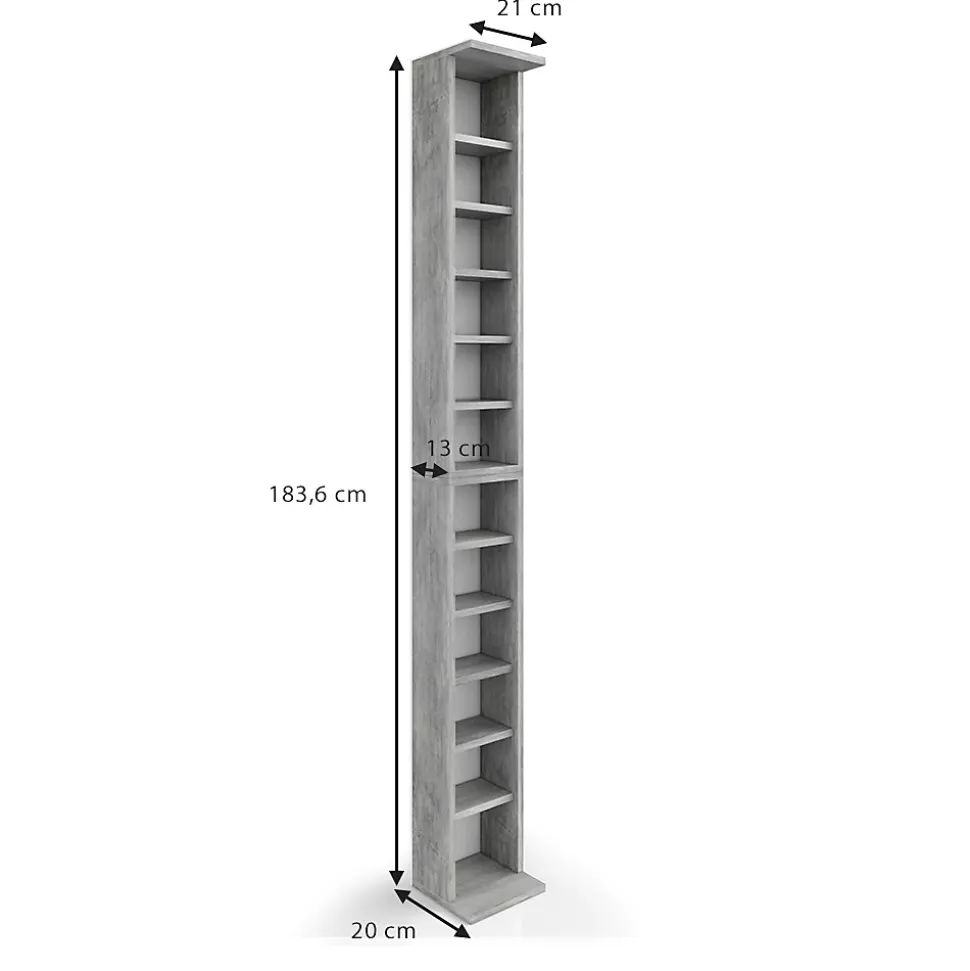 Vicco Étagère CD Béton 21x183.6cm Grandes dimensions