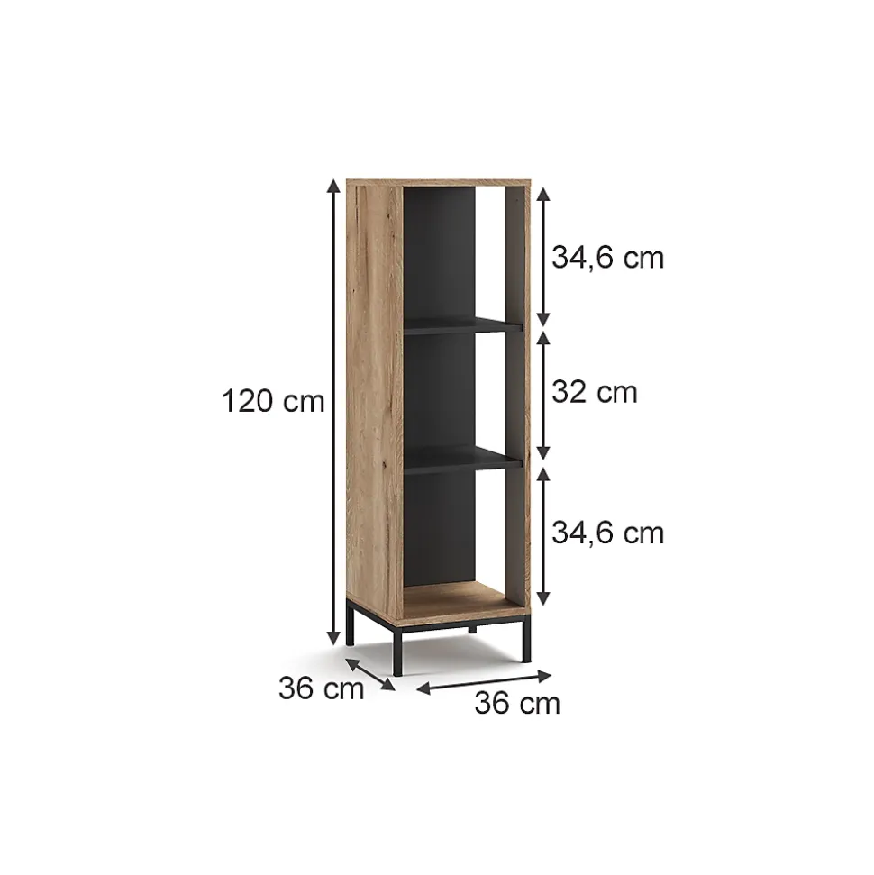 Vicco Étagère CD Chêne Viking 36x120cm avec 3 compartiments