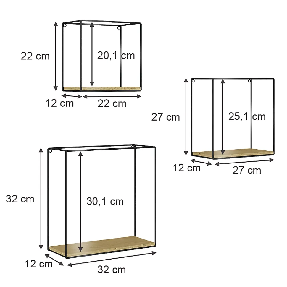 Vicco Étagère Chêne de force doré Lot de 3