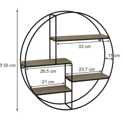 Vicco Étagère Chêne 55x55cm Rond