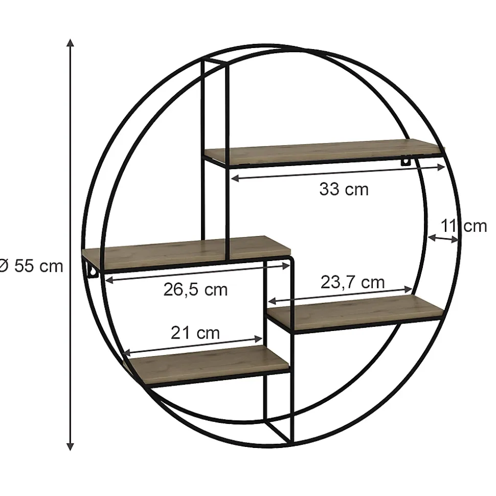 Vicco Étagère Chêne 55x55cm Rond