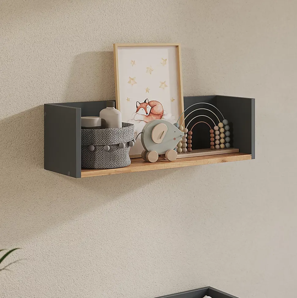 Vicco Étagère murale Anthracite/chêne doré 67.8x20cm