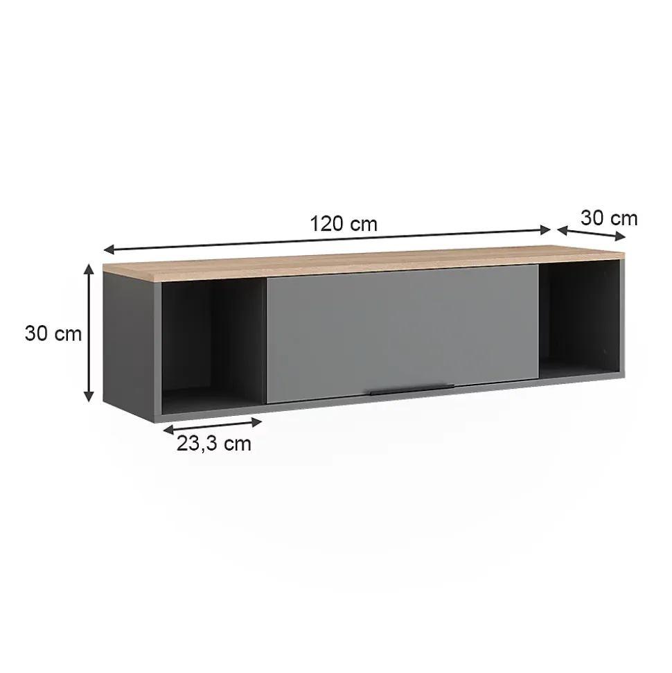 Vicco Étagère murale Anthracite/Sonoma 120x30cm