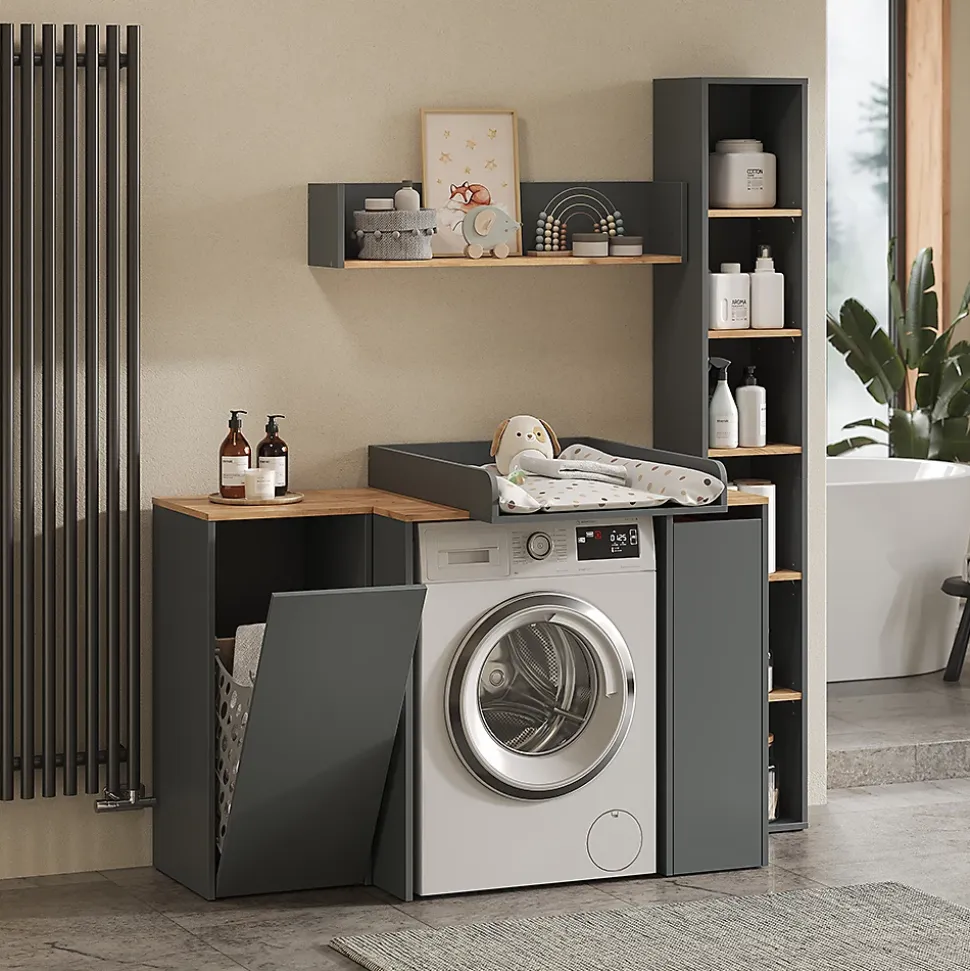 Vicco Étagère murale Anthracite/chêne doré 93.4x20cm
