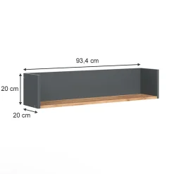 Vicco Étagère murale Anthracite/chêne doré 93.4x20cm